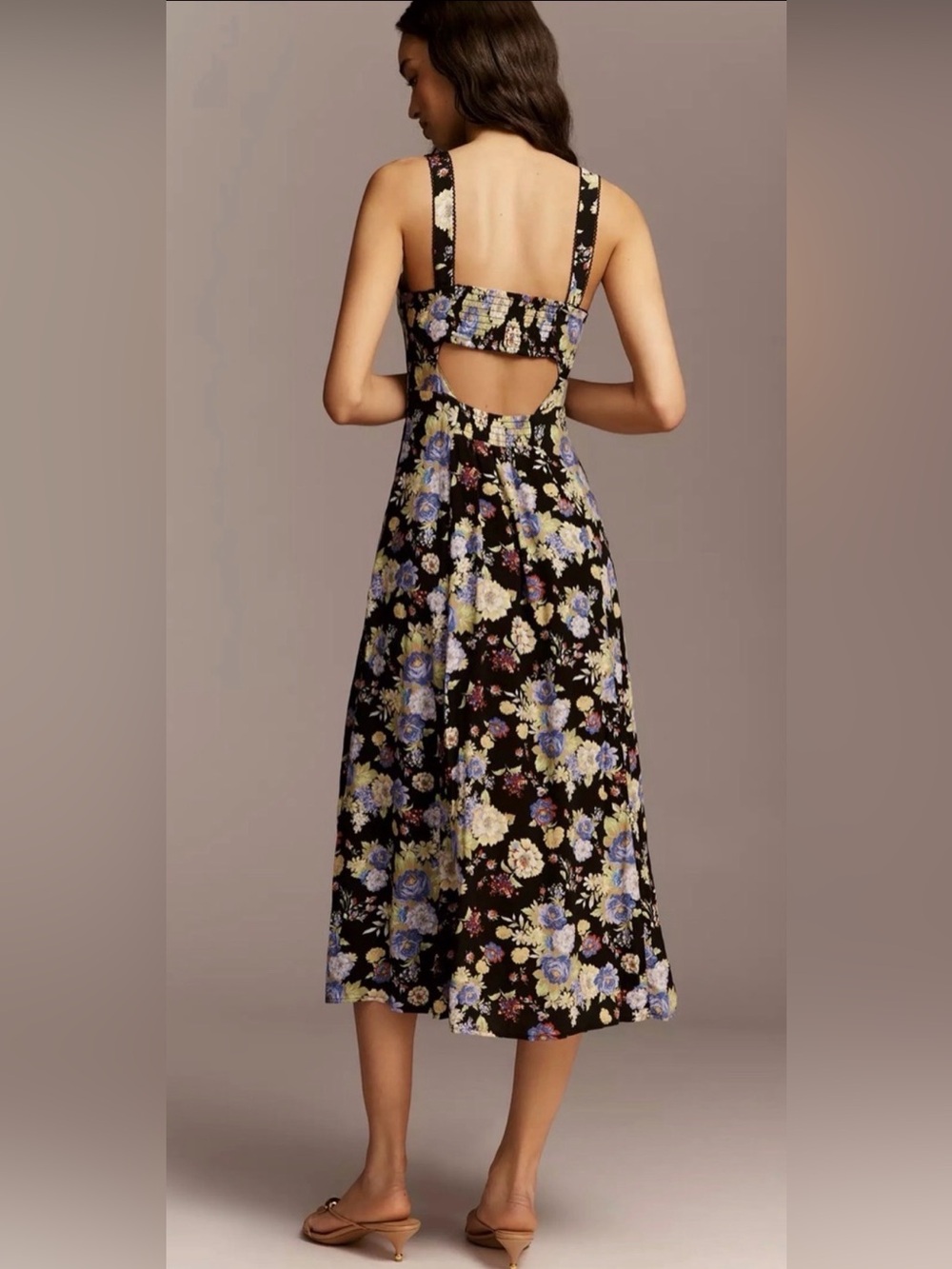 Anthropologie Maeve Sweetheart Printed Midi Dress Size Medium Floral